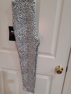 Slim-Sation by Multiples Black and White Dalmatian Print Leggings